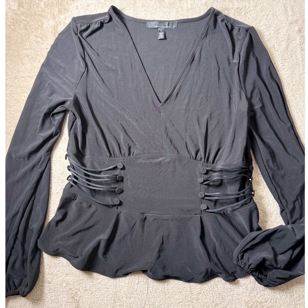 White House Black Market Peplum Top L OfficeSiren Whimsigoth Victorian Romantic